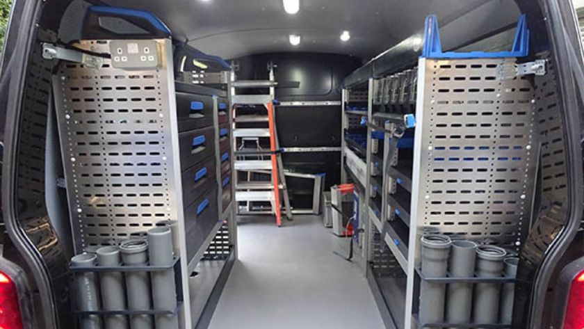 custom van shelving kits Ireland from vanfit.ie